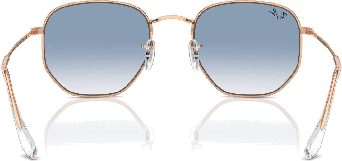 Lunettes de soleil Ray-Ban RB3548 9202/3F - Monture or rosé hexagonale, verres bleu dégradé - Unisexe vue 2