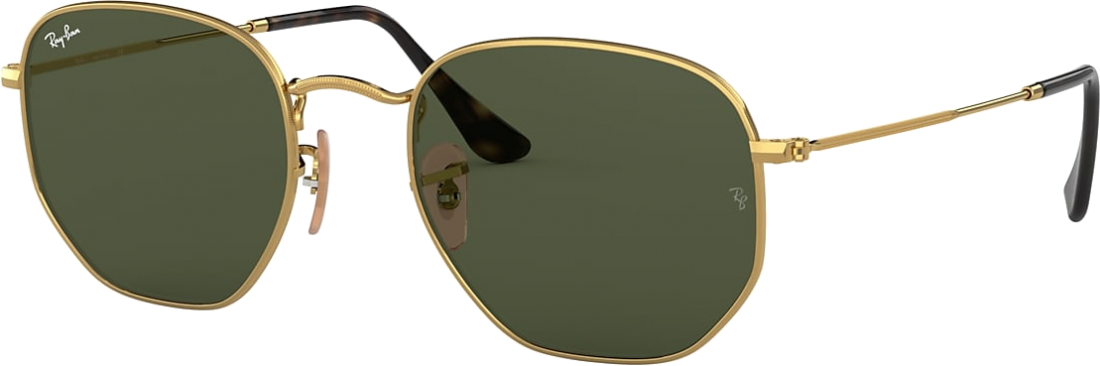 Lunettes de soleil Ray-Ban Hexagonal Flat Lenses RB3548N 001 dorés - 51-21 / Vert vue 3