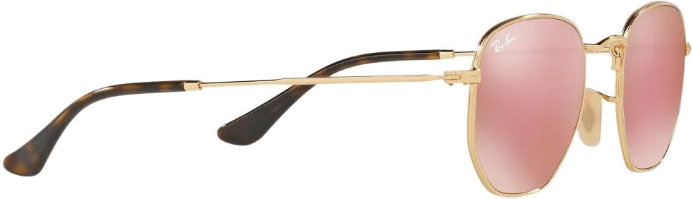 Lunettes de soleil Ray-Ban Hexagonal Flat Lenses RB3548N 001/Z2 verres miroirs roses - 51-21 / Rose vue 2
