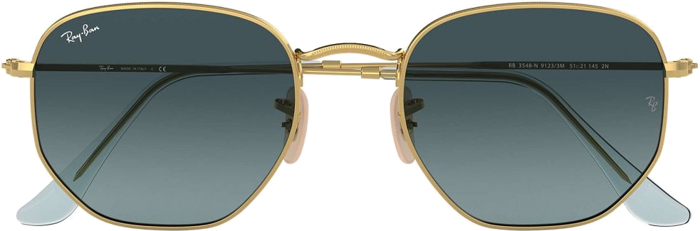 Lunettes de soleil Ray-Ban Hexagonal Flat Lenses RB3548N 9123/3M doré or bleu dégradés - 54-21 vue 2