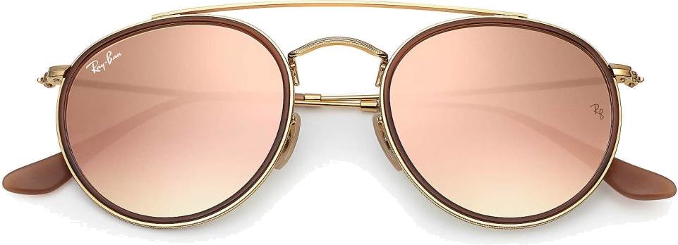 Lunettes de soleil Round Double Bridge Ray-Ban RB3647N 001/7O Or verres dégradés mirroir - Rose vue 2