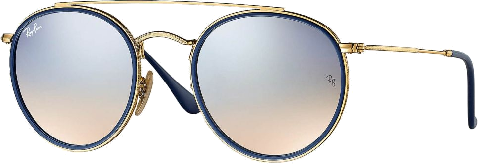 Lunettes de soleil Ray-Ban Round Double Bridge RB3647N 001/9U OR Verres dégradés miroir - Bleu vue 2