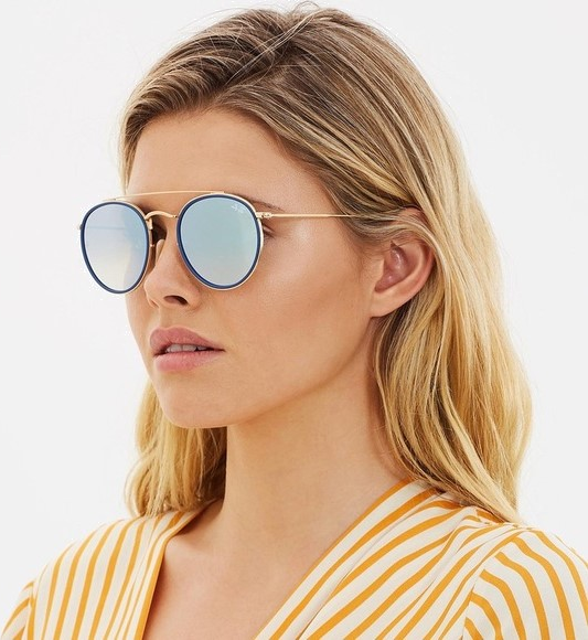 Lunettes de soleil Ray-Ban Round Double Bridge RB3647N 001/9U OR Verres dégradés miroir - Bleu vue 3