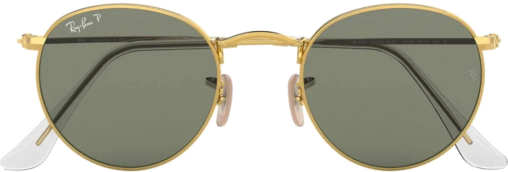 Lunettes de soleil Ray-Ban RB3447 001/58 - Monture ronde métal or mat, verres vert polarisés - Unisexe vue 2