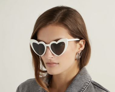 Lunettes de soleil Saint Laurent New Wave Loulou SL 181 forme coeur en acétate - Blanc vue 3