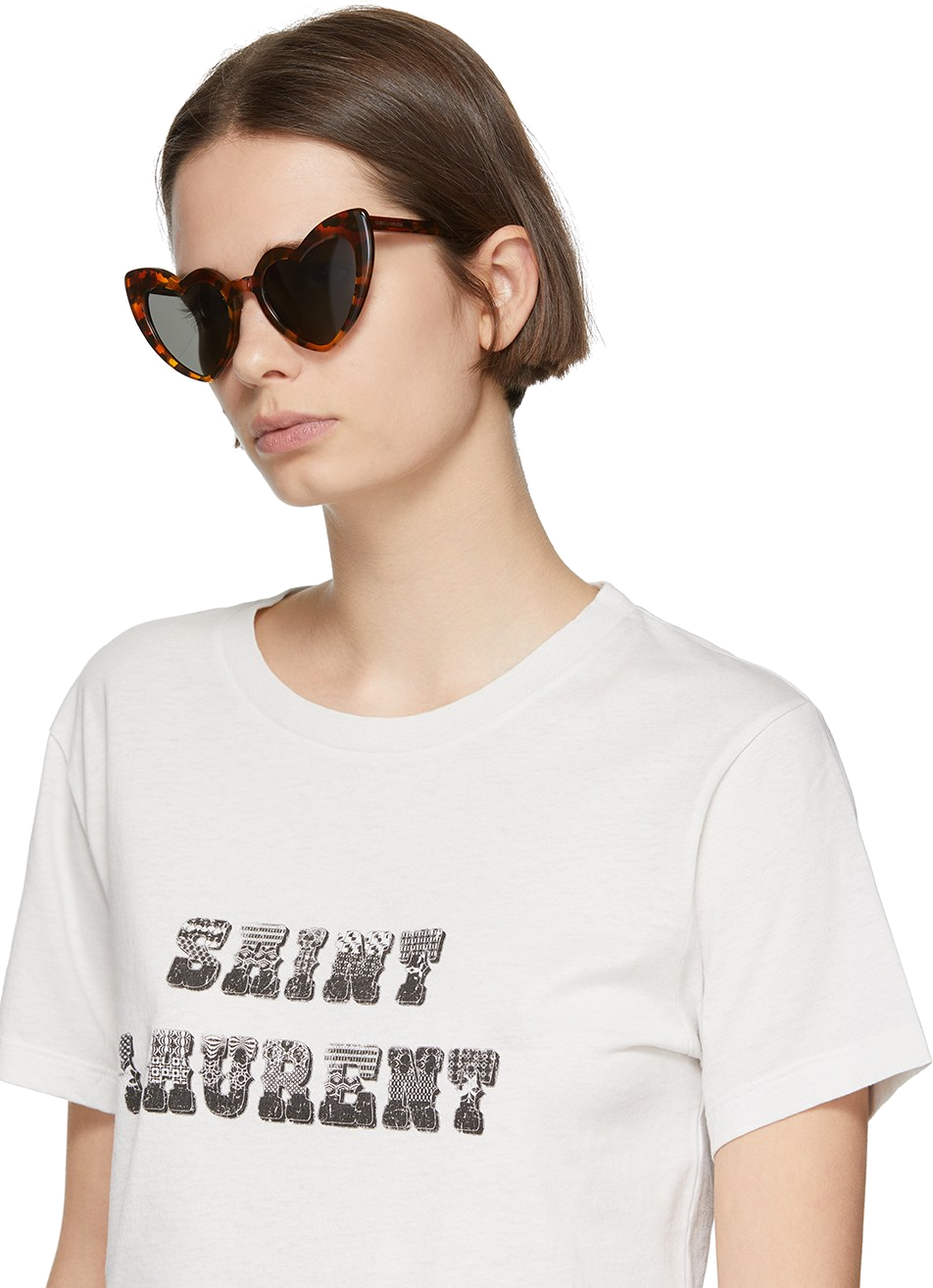 Lunettes de soleil Saint Laurent New Wave Loulou SL 181 forme coeur en acétate - Ecaille vue 2
