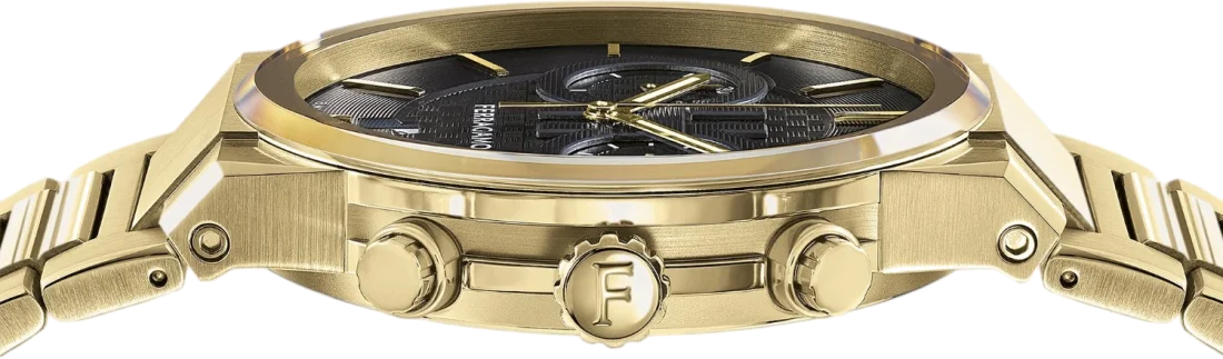 Chronographe Salvatore Ferragamo 611224 766037 Homme - Boîtier Acier IP Or Jaune 41mm, Cadran Noir vue 3