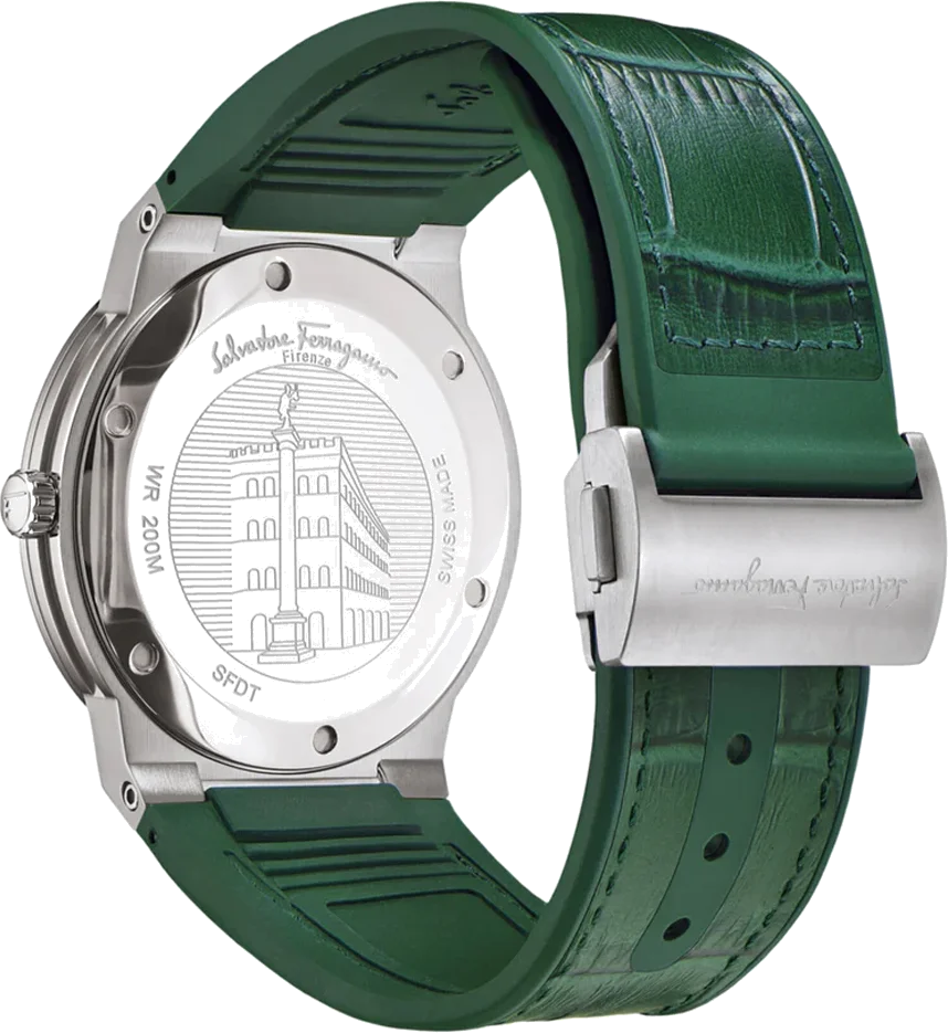 Montre Homme Salvatore Ferragamo SFDT00119 Cadran Vert Bracelet Silicone vue 2