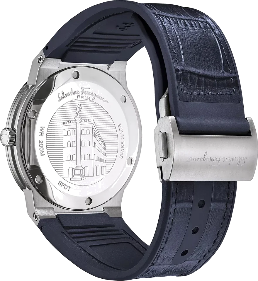 Montre Homme Salvatore Ferragamo SFDT00319 - Boîtier Argent 42mm, Cadran et Bracelet Bleu vue 3