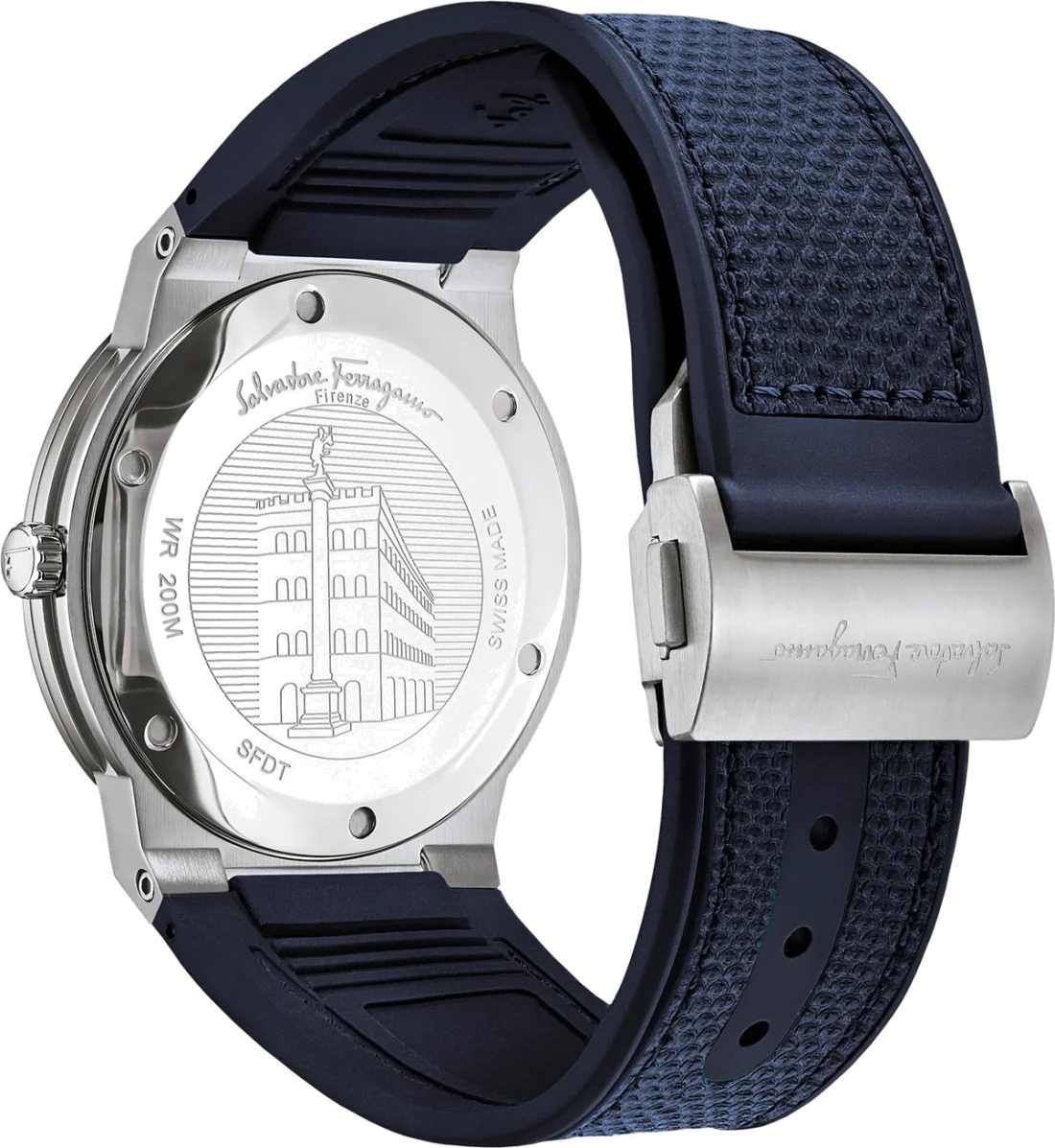 Montre Homme Salvatore Ferragamo SFDT00719, Boîtier Silicone et Bracelet Silicone Bleu vue 2