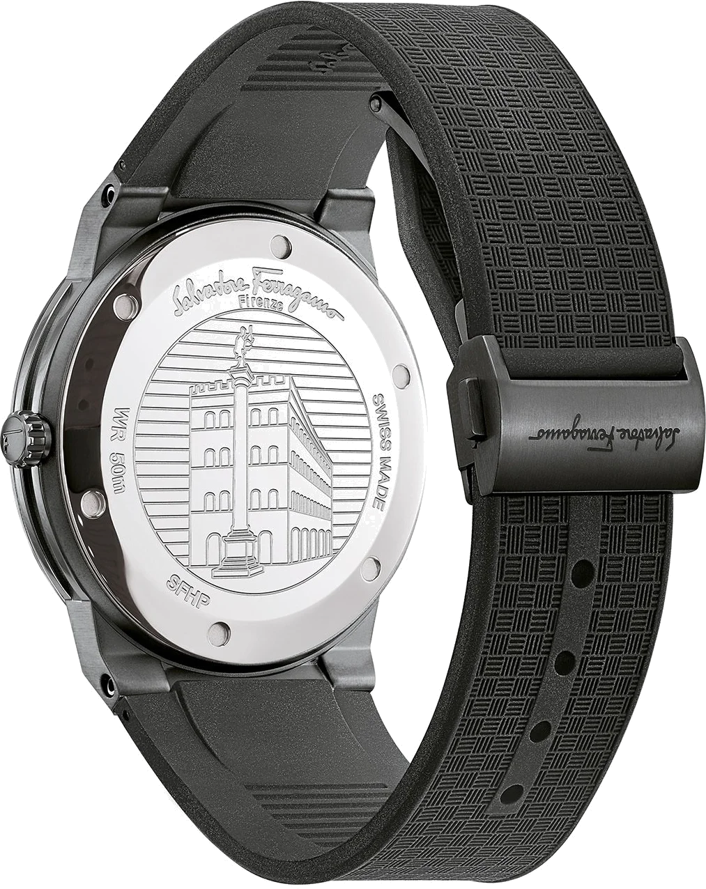 Montre Homme Salvatore Ferragamo SFHP00320, Boîtier Silicone, Cadran et Bracelet Silicone Noir vue 2