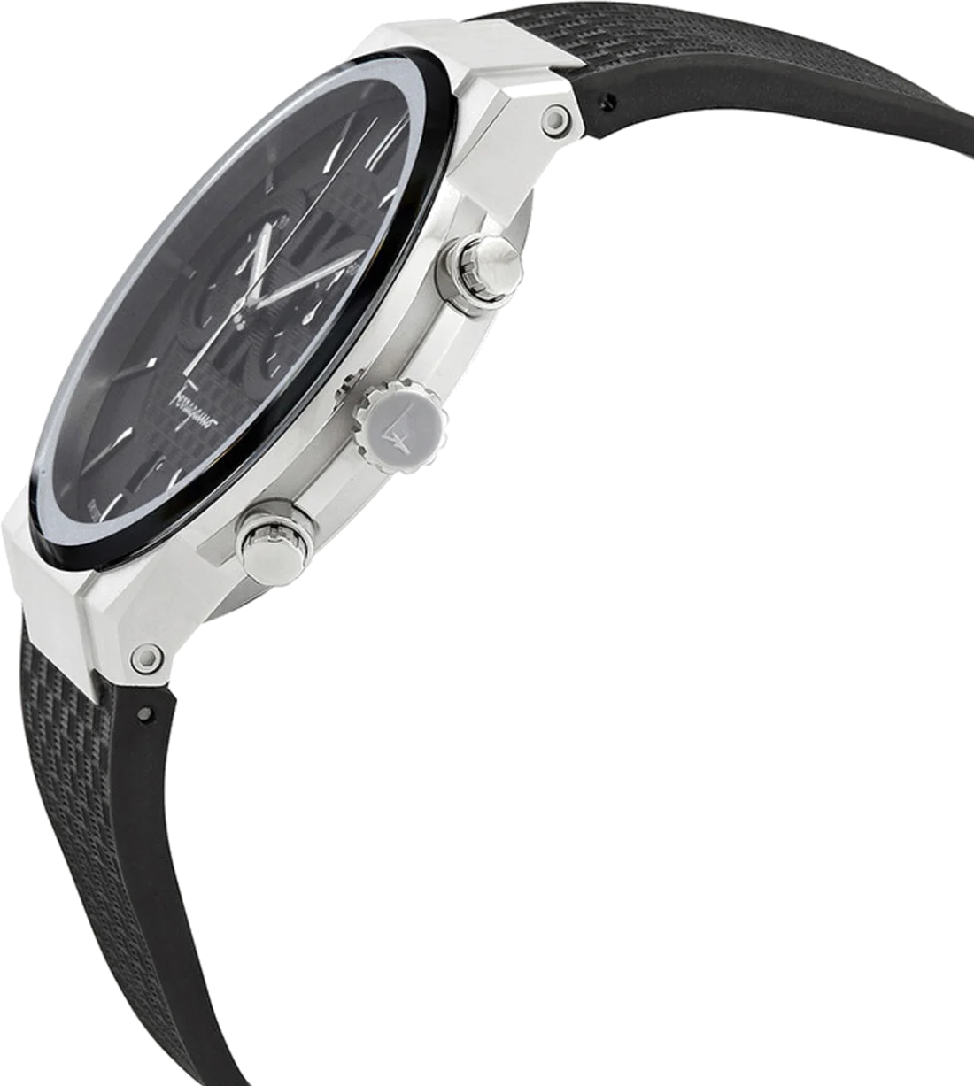 Montre Homme Salvatore Ferragamo SFME00121 Chronographe Silicone Argent Cadran Noir Bracelet Silicone vue 2