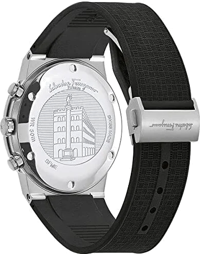 Montre Homme Salvatore Ferragamo SFME00121 Chronographe Silicone Argent Cadran Noir Bracelet Silicone vue 3