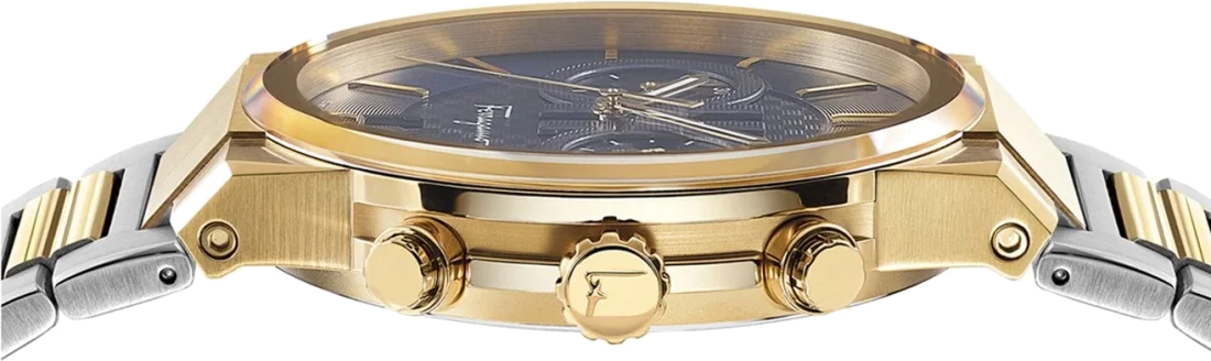 Montre Homme Salvatore Ferragamo SFME00521 Chronographe Acier Bicolore Argent/Or Cadran Noir vue 3