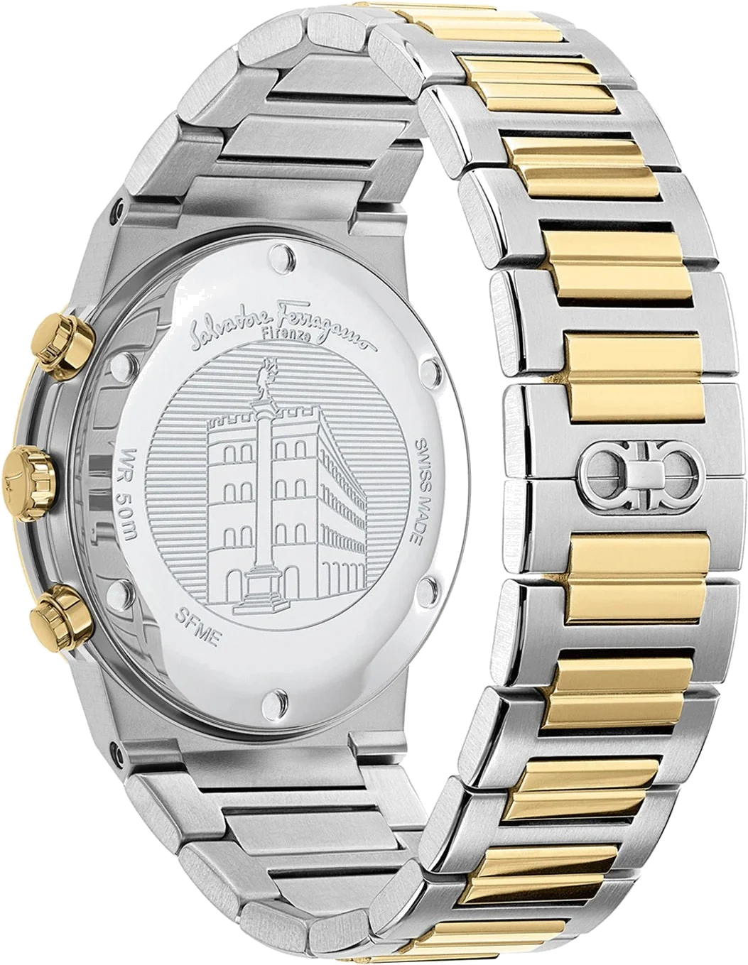 Chronographe Salvatore Ferragamo SFME00821 Homme - Acier Bicolore Argent/Or, Cadran Argenté vue 2