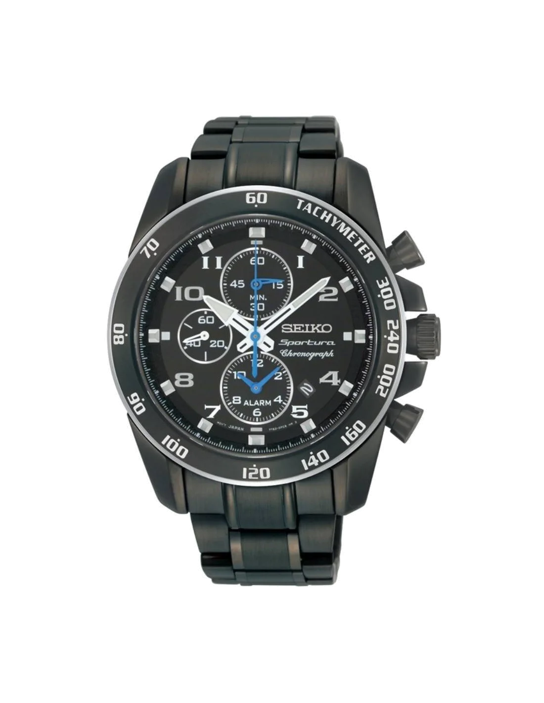 Montre Homme Seiko Sportura SNAE77 - Chronographe Quartz Acier Noir