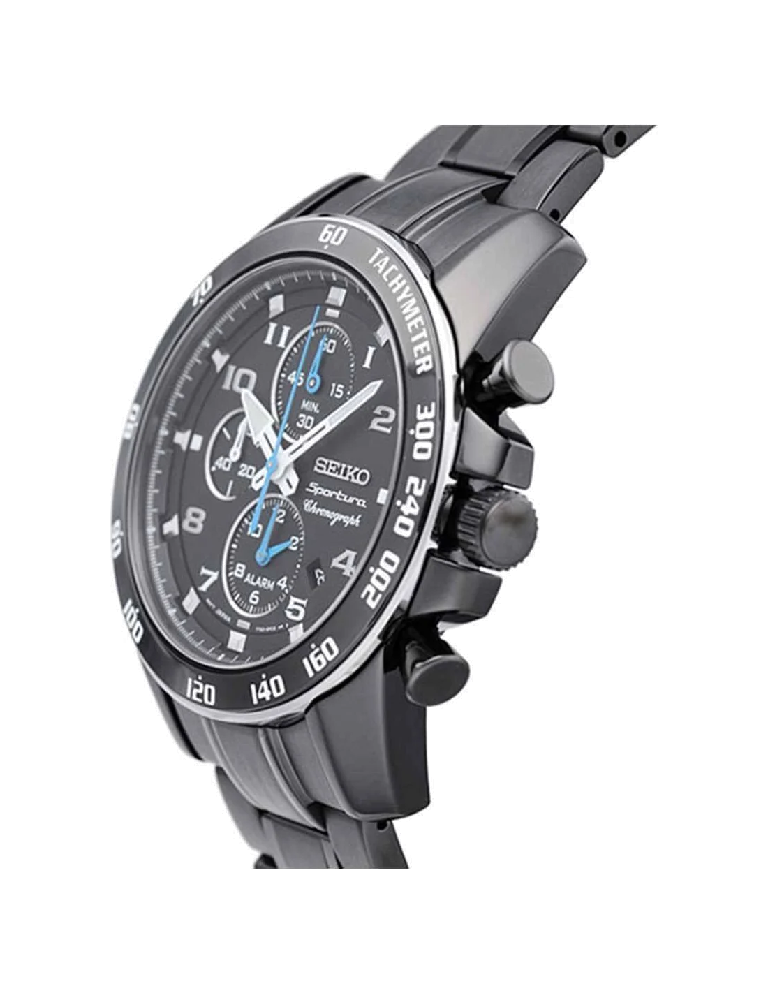 Montre Homme Seiko Sportura SNAE77 - Chronographe Quartz Acier Noir vue 2