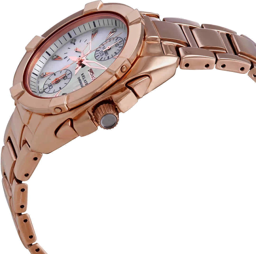 Montre Seiko Velatura SNDX92P1 pour Femme - Cadran Nacre, Boîtier et Bracelet Acier Plaqué Or Rose vue 2