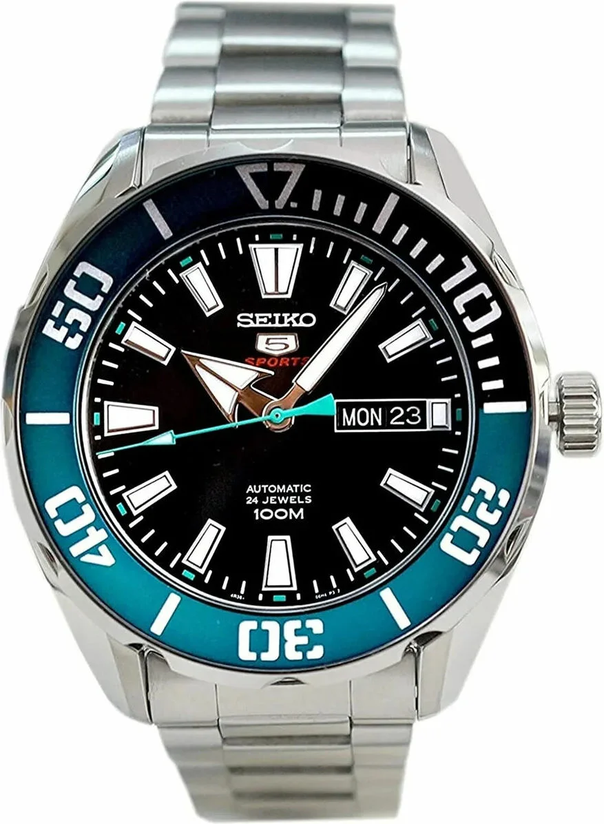 Montre Seiko 5 SRPC53K1 Automatique Homme - Cadran Noir, Accents Verts, Acier