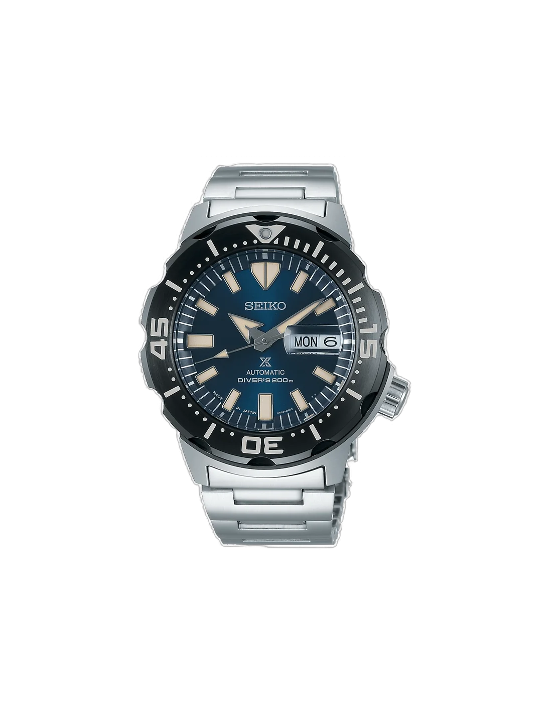 Seiko Prospex Monster SRPD25K1 - Montre automatique homme en acier brossé, cadran bleu