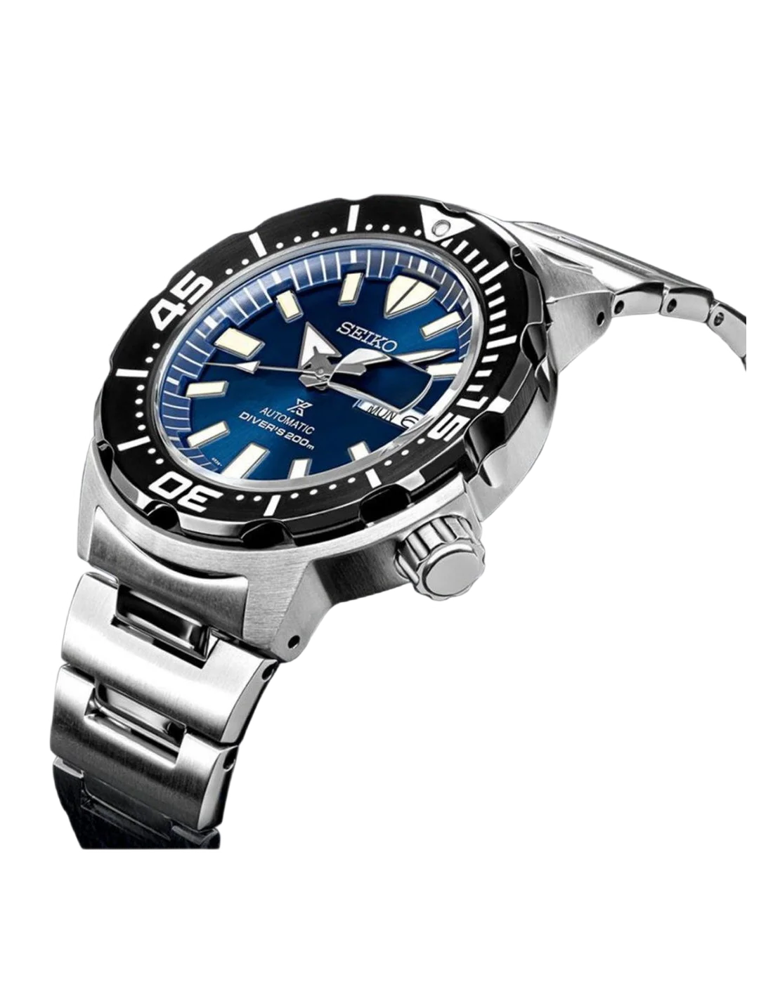 Seiko Prospex Monster SRPD25K1 - Montre automatique homme en acier brossé, cadran bleu vue 2