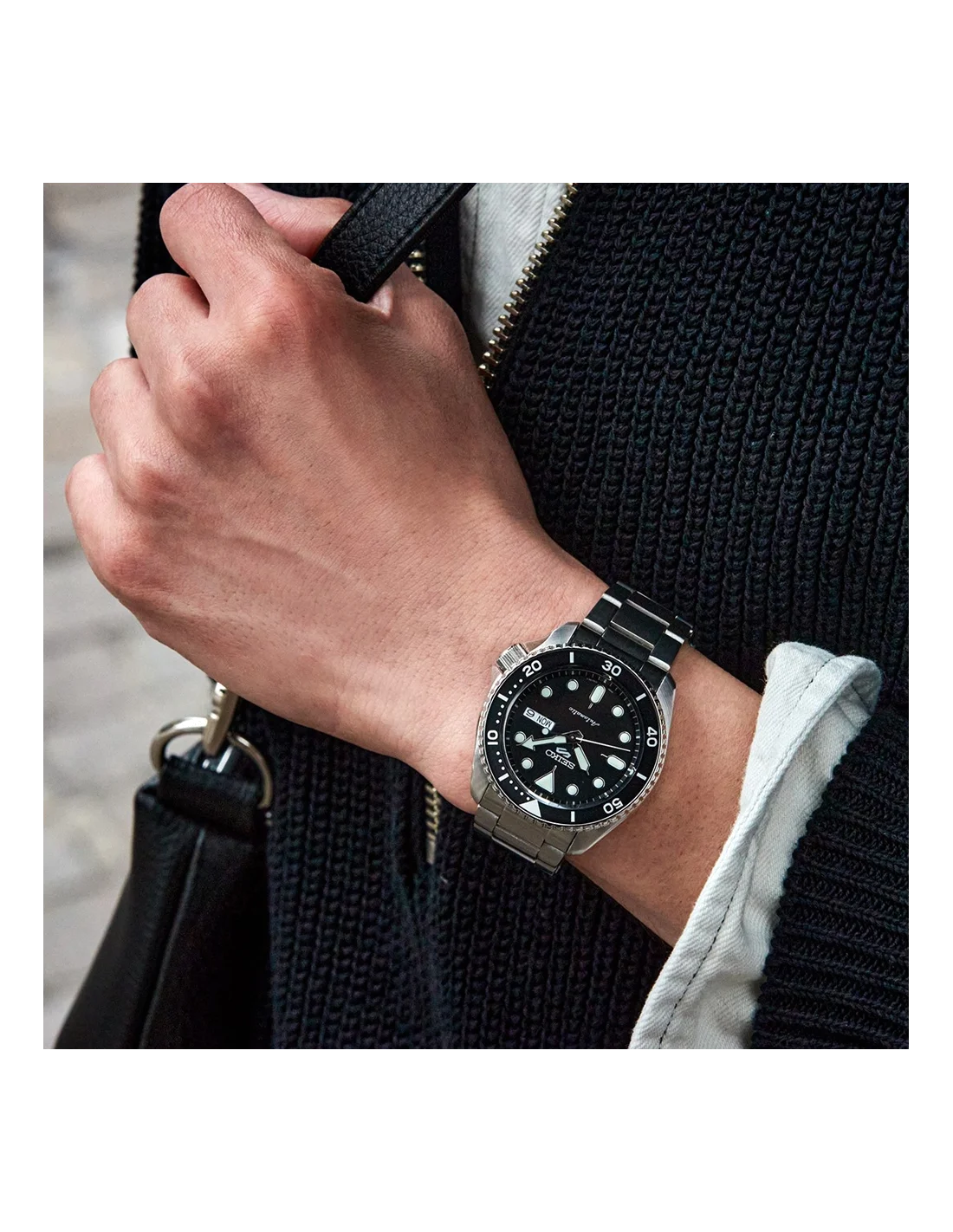 Montre Seiko 5 Sports SRPD55K1 Automatique Homme, Boîtier Acier Cadran Noir vue 4