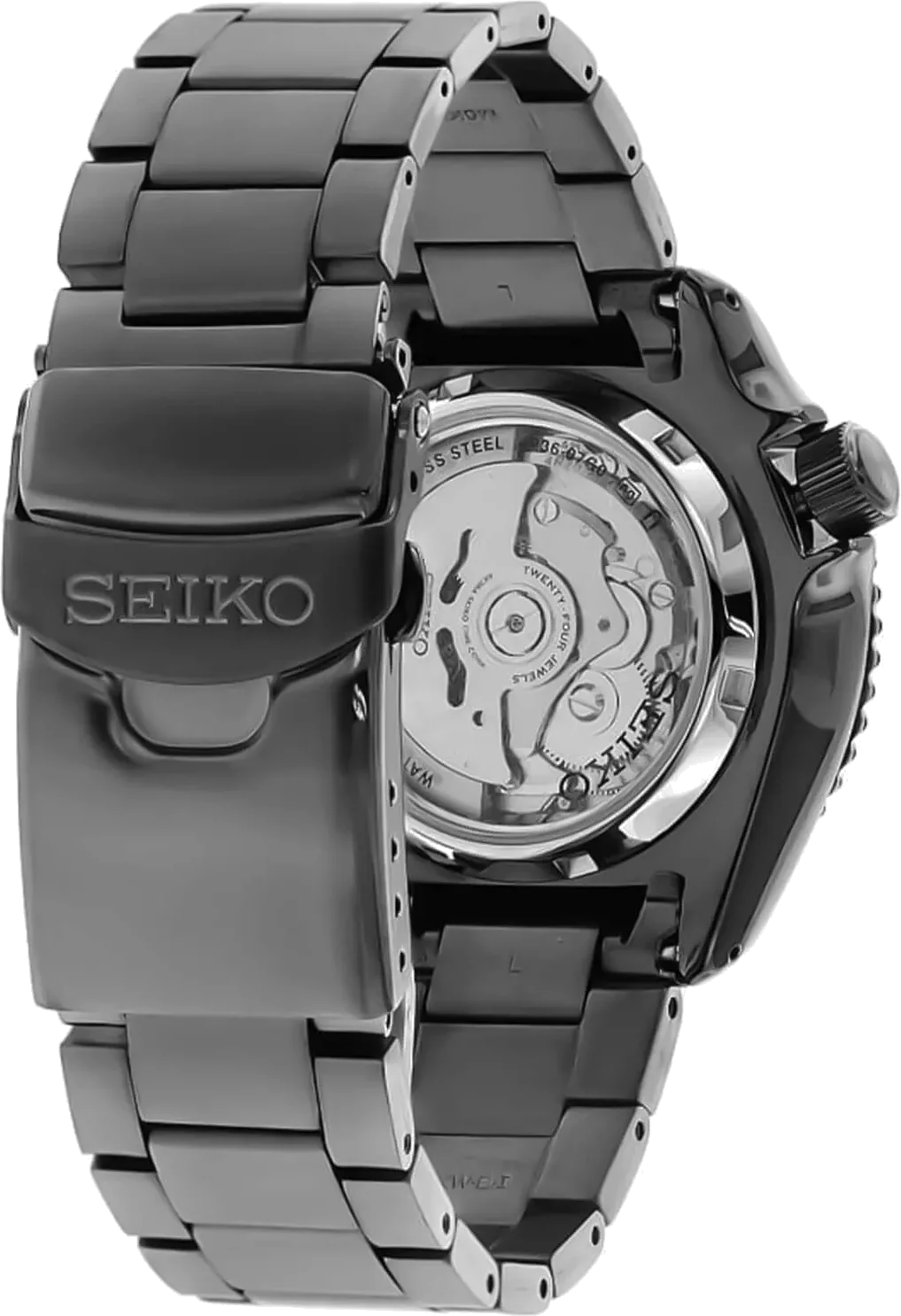 Montre Seiko 5 SRPD65K1 Automatique Homme - Boîtier Acier PVD Noir, Cadran Noir, bracelet en acier vue 2