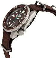 Montre Seiko 5 SRPD85K1 Automatique Homme - Cadran Marron Soleillé, Boîtier Nylon et Bracelet Nylon Kaki vue 2