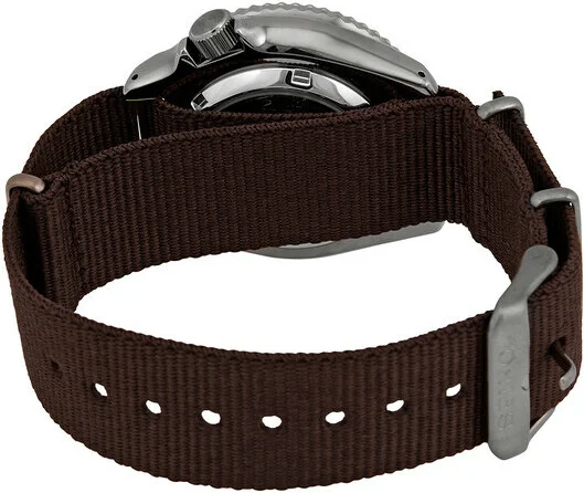 Montre Seiko 5 SRPD85K1 Automatique Homme - Cadran Marron Soleillé, Boîtier Nylon et Bracelet Nylon Kaki vue 3