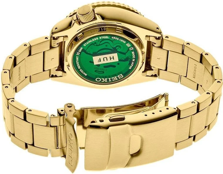 Montre Homme Seiko 5 Sports SRPJ20 HUF - Automatique, Cadran Vert, Boîtier Or vue 4