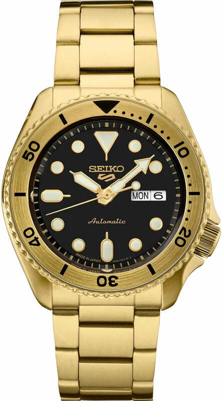 Montre Seiko 5 Sports SRPK18 Automatique Homme, Boîtier Or et Cadran Noir