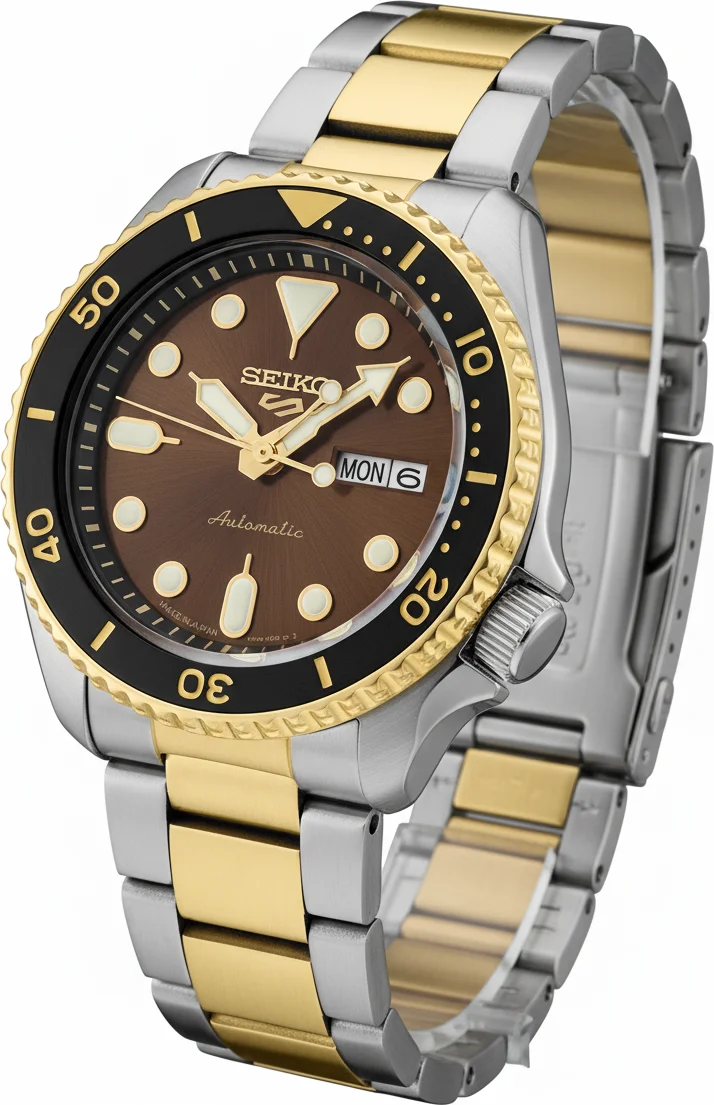 Montre Seiko SRPK22BR Automatique Homme - Boîtier Acier Bicolore, Cadran Marron vue 2