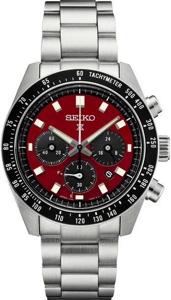 Montre Homme Seiko Prospex Speedtimer Solar SSC927 - Chronographe Solaire Cadran Rouge Acier