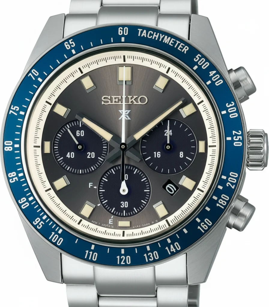 Montre Seiko SSC939P1 Chronographe Solaire Homme Acier Cadran Gris vue 2