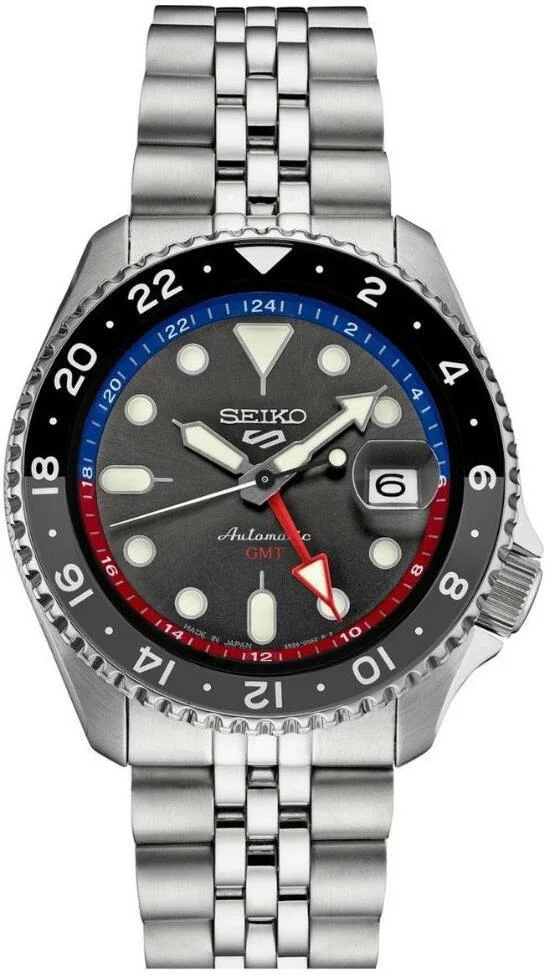Montre Seiko 5 Sports GMT SSK019K1 Automatique Homme Acier Cadran Noir Lunette Pepsi