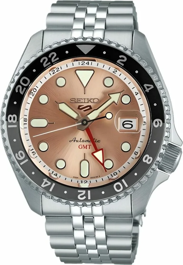 Montre Seiko 5 Sports GMT SSK043K1 Automatique Cadran Saumon Doré pour Homme