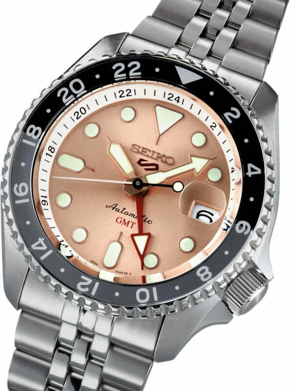 Montre Seiko 5 Sports GMT SSK043K1 Automatique Cadran Saumon Doré pour Homme vue 2