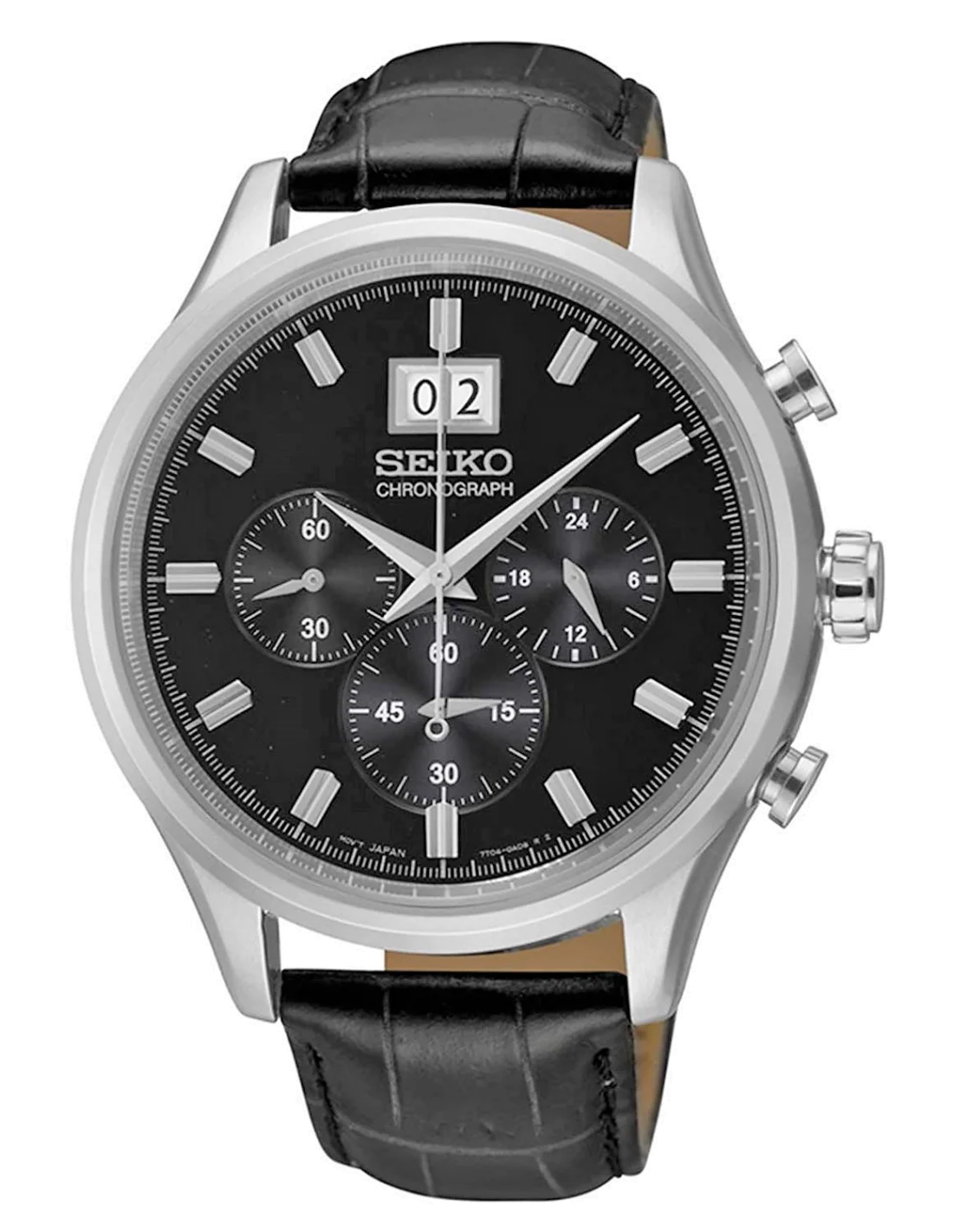 Montre Homme Seiko Classique SPC083P2 Bracelet en cuir noir vue 2