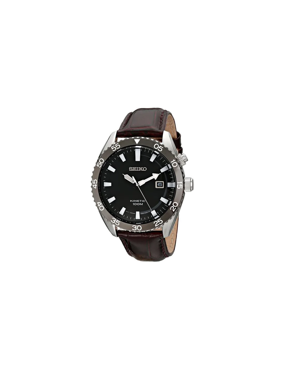 Montre Homme Seiko Core Kinetic SKA627 Bracelet en cuir bordeaux
