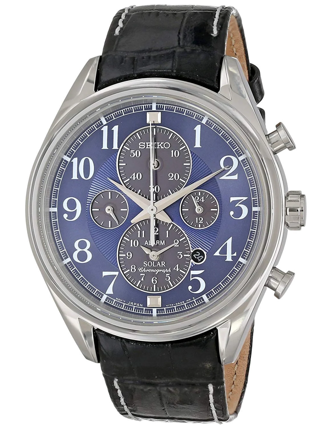 Montre Homme Seiko Solar SSC209P9 Bracelet en cuir noir