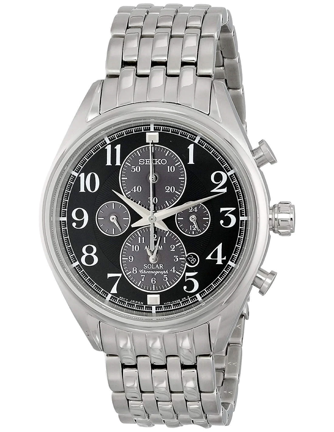 Montre Homme Seiko Solar SSC207 Bracelet et boîtier en acier argenté