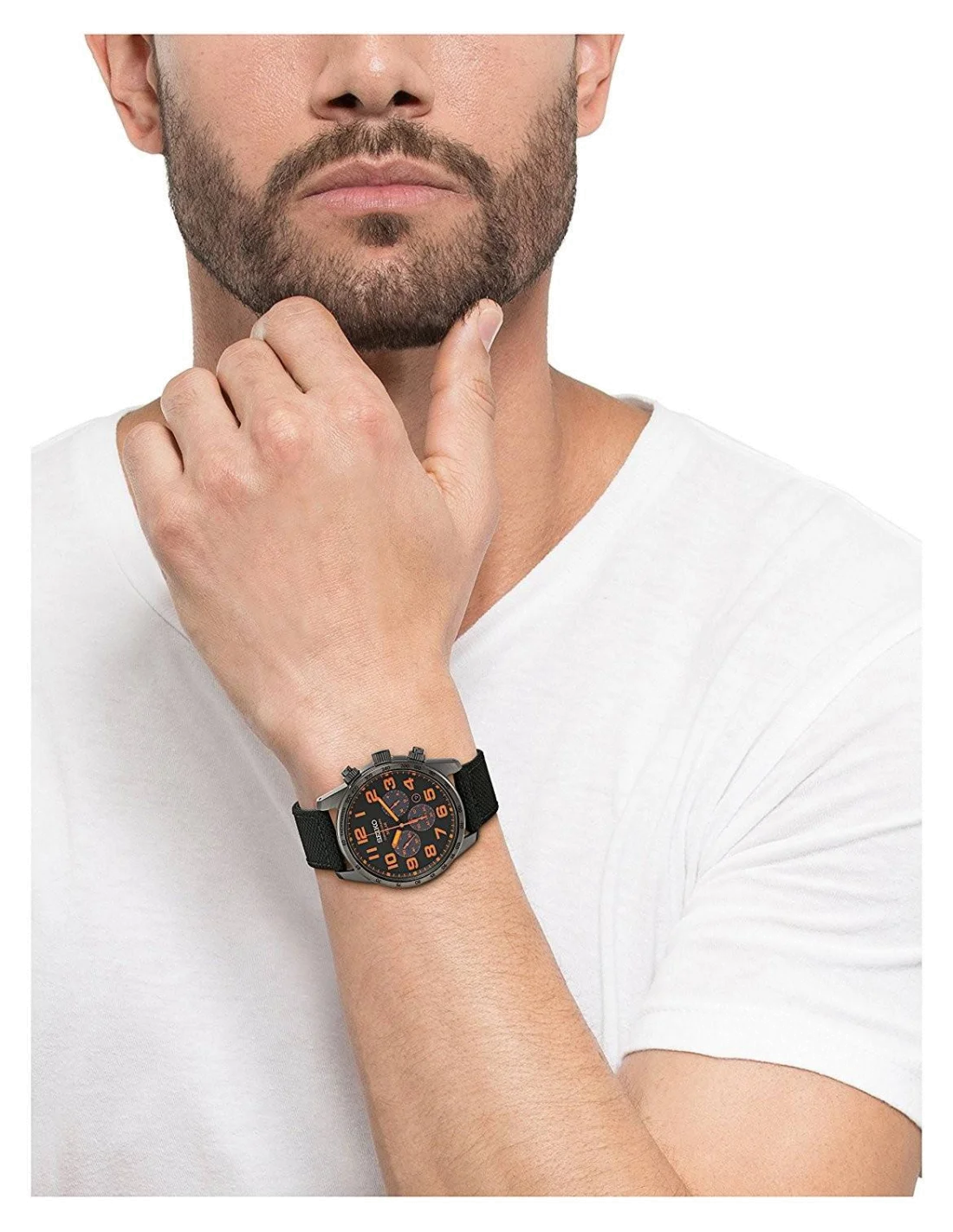 Montre Homme Seiko Solar SSC233P9 Bracelet en nylon noir vue 2