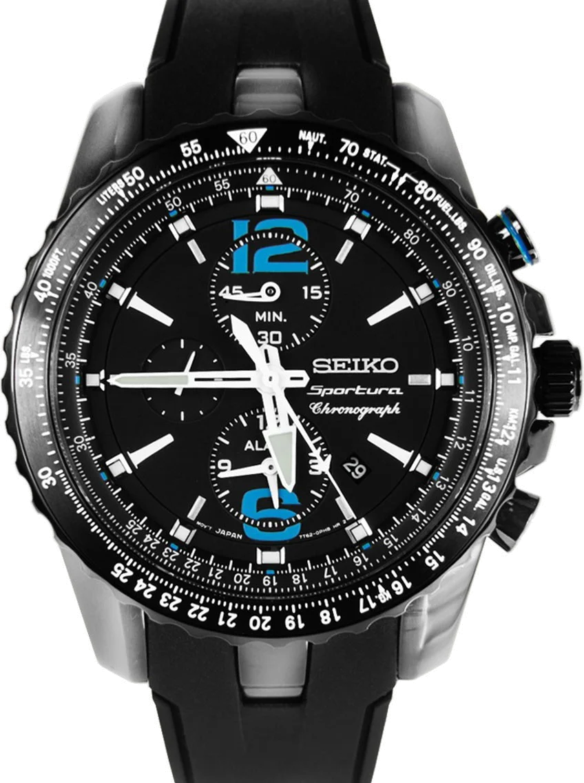 Montre Homme Seiko Sportura SNAF25P1 Chronograph Bracelet En Polyuréthane
