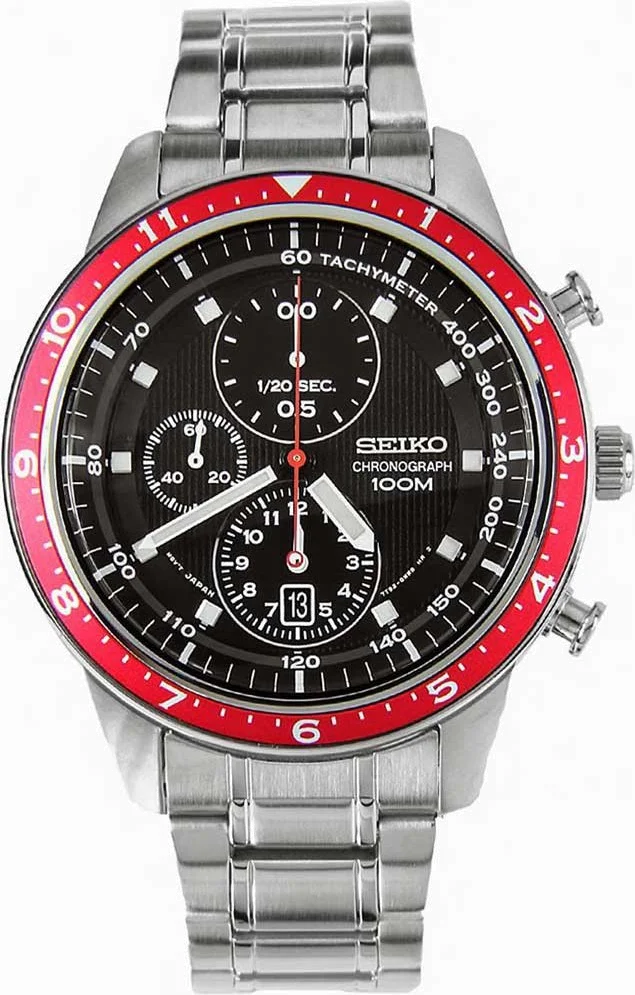 Montre Homme Seiko SNDF37P1 Chronograph Bracelet Argenté En Acier Inoxydable