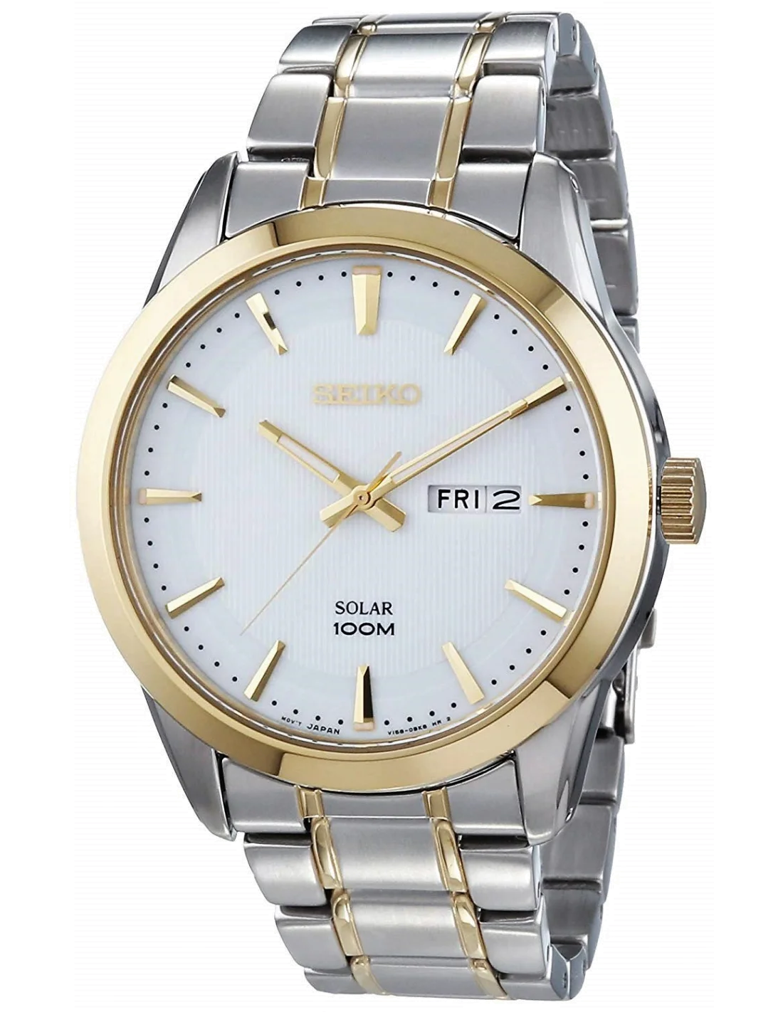 Montre Homme Seiko Solar SNE364P1 Bracelet bicolor En Acier Inoxydable