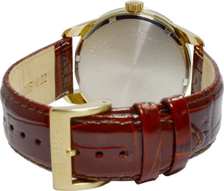 Montre Homme Seiko Solar SNE366P2 Bracelet En Cuir Brun vue 2