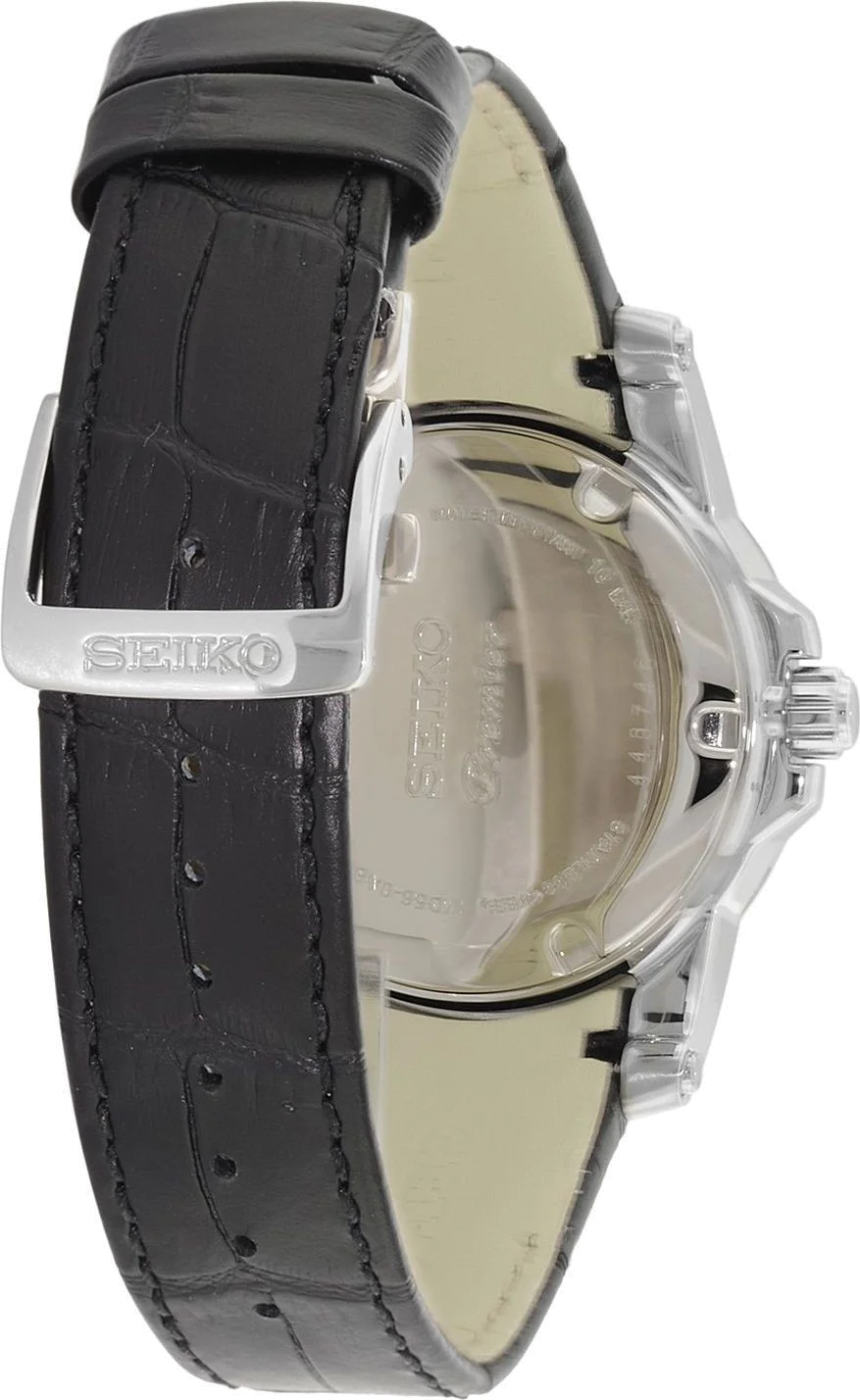 Montre Homme Seiko Premier SNP093P2 Bracelet En Cuir Noir  vue 2