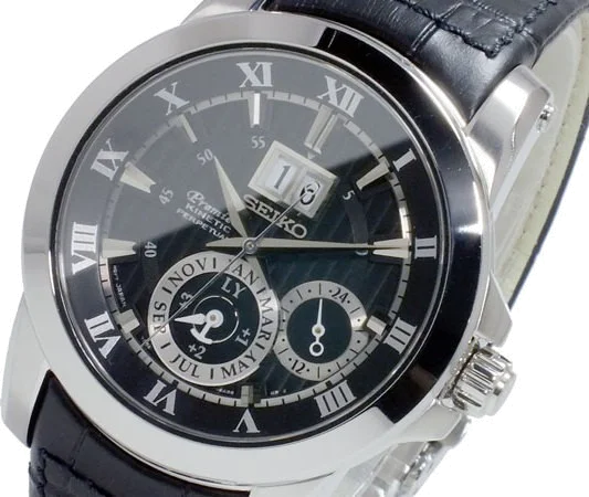 Montre Homme Seiko Premier SNP093P2 Bracelet En Cuir Noir  vue 3