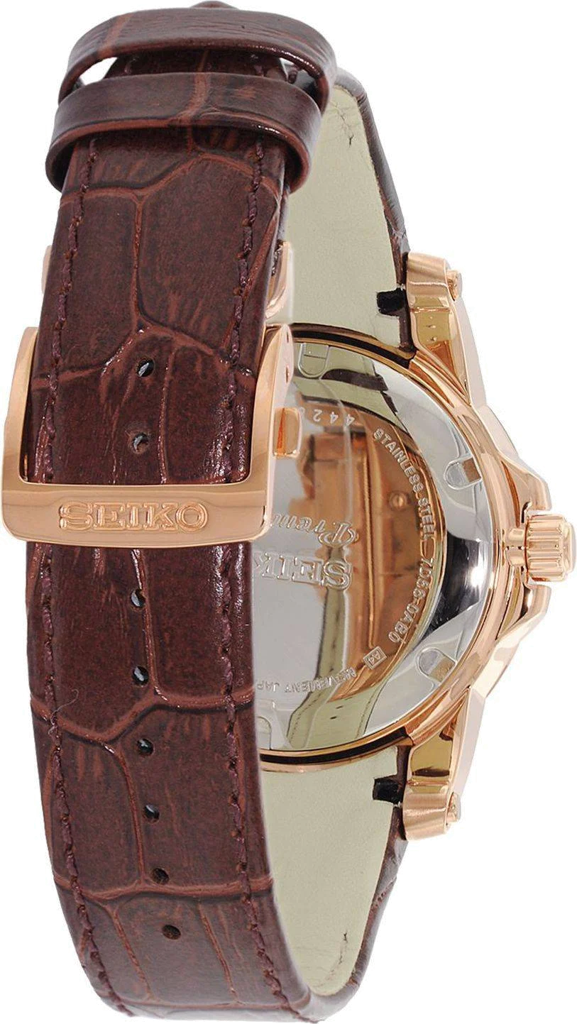 Montre Homme Seiko Premier SNP096P1 Bracelet En Cuir Brun vue 2