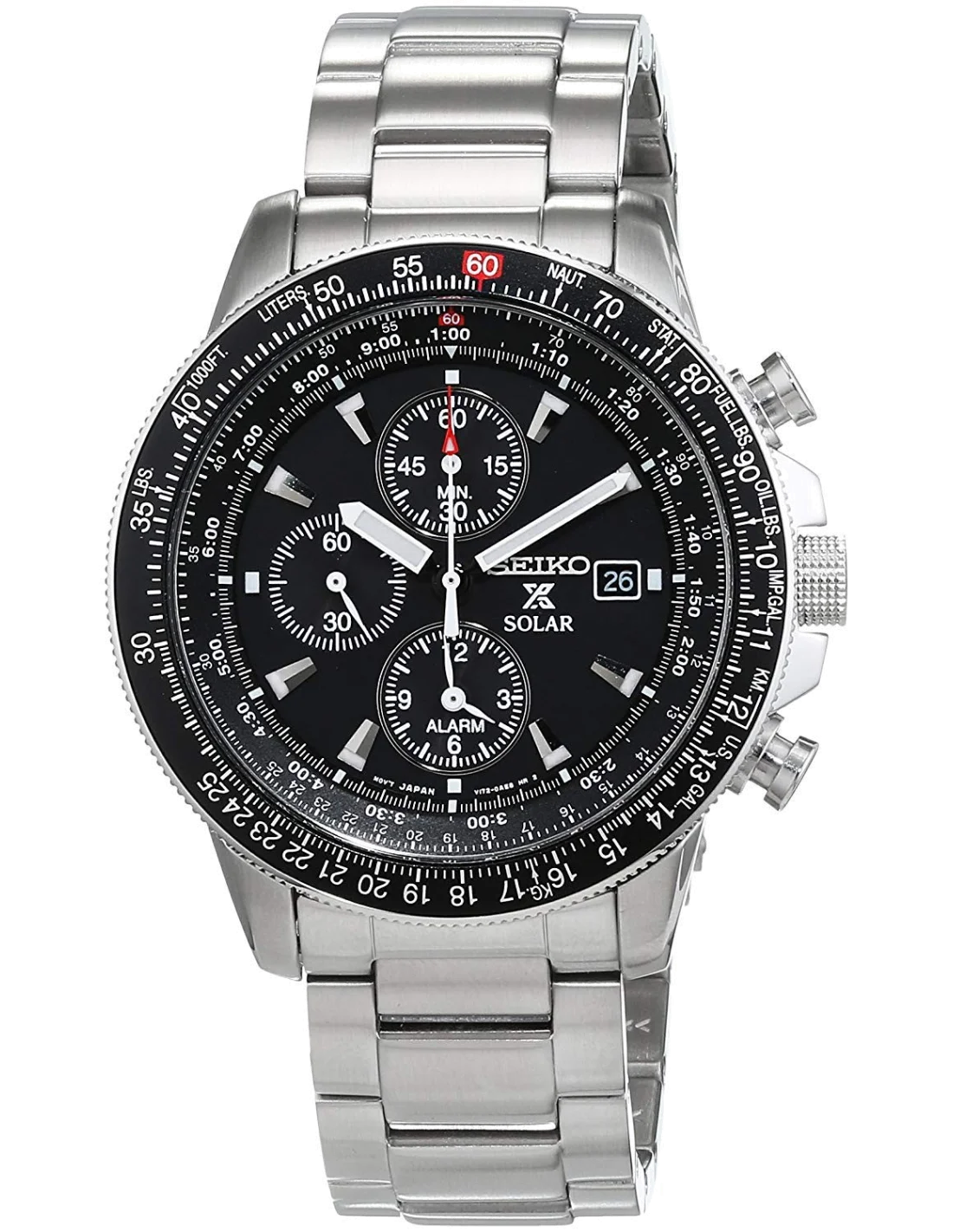 Montre Homme Seiko Solar SSC009P1 Chronograph Bracelet Argenté En Acier Inoxydable